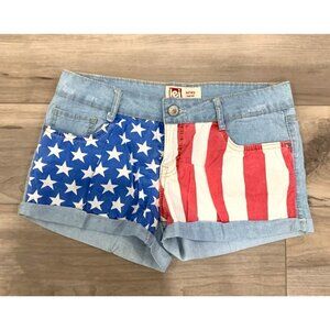LEI Ashley Girls American Flag Low Rise Denim Shorts Size 9